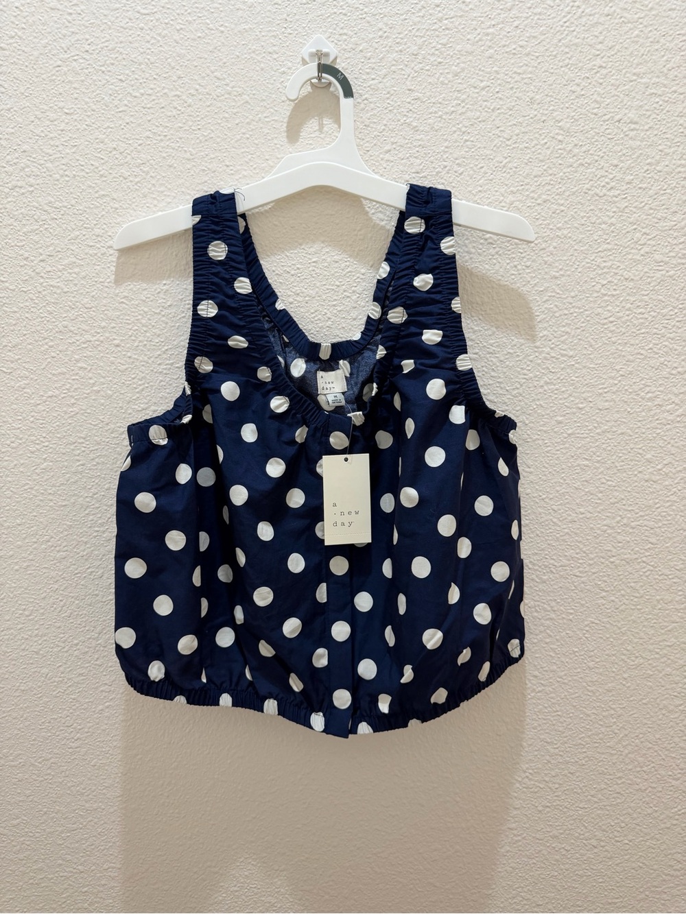 a new day Navy and White Polka Dot Sleeveless Tank